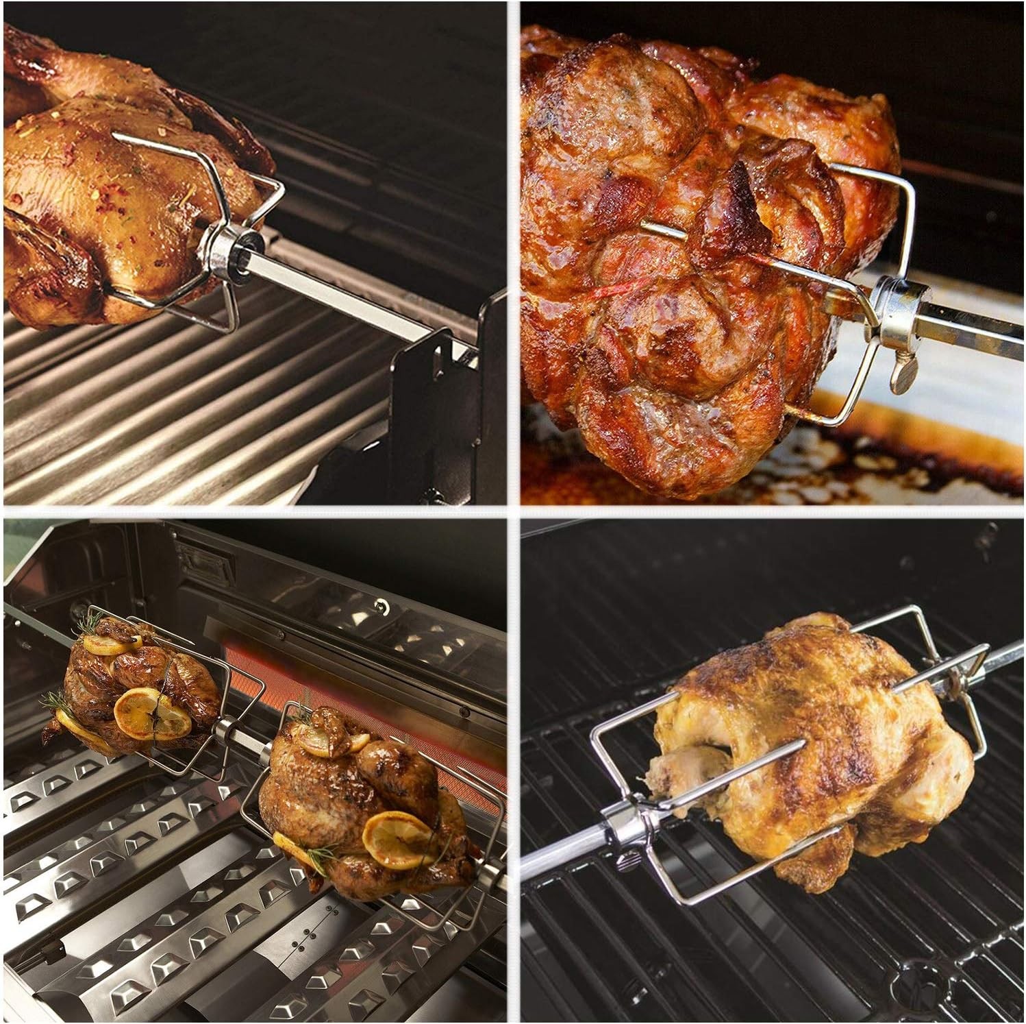 Heavy-Duty Stainless Steel Grill Rotisserie Kit with 35 X 1/3 Inch Spit 35in 