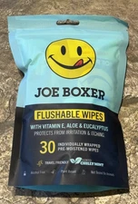 Joe Boxer Flushable wipes 30 Individually wrapped pre-moistened wipes with Aloe