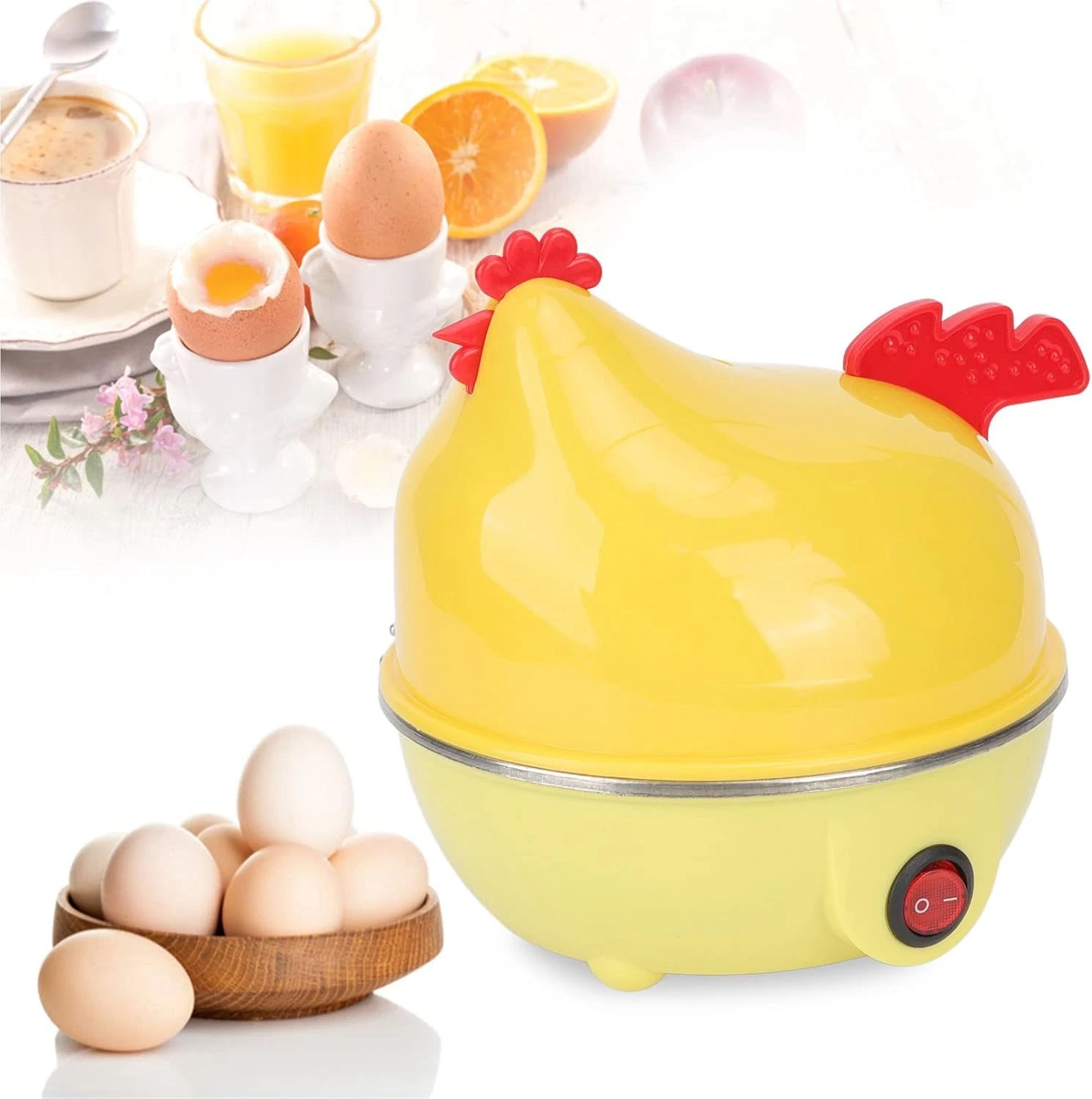 Egg Cooker, Electric Egg Cooker Multifunction Chicken Shape Rapid Egg Boiler 7 E