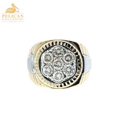 Gent's Diamond Cluster Ring 7 Diamonds 1.75 Carat T.W. 14K 2 Tone Go (PBR111751)