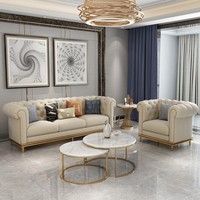 Chesterfield Stoffsofa Couch Polster Sofagarnitur 3Tlg. Wohnzimmer Couchtisch