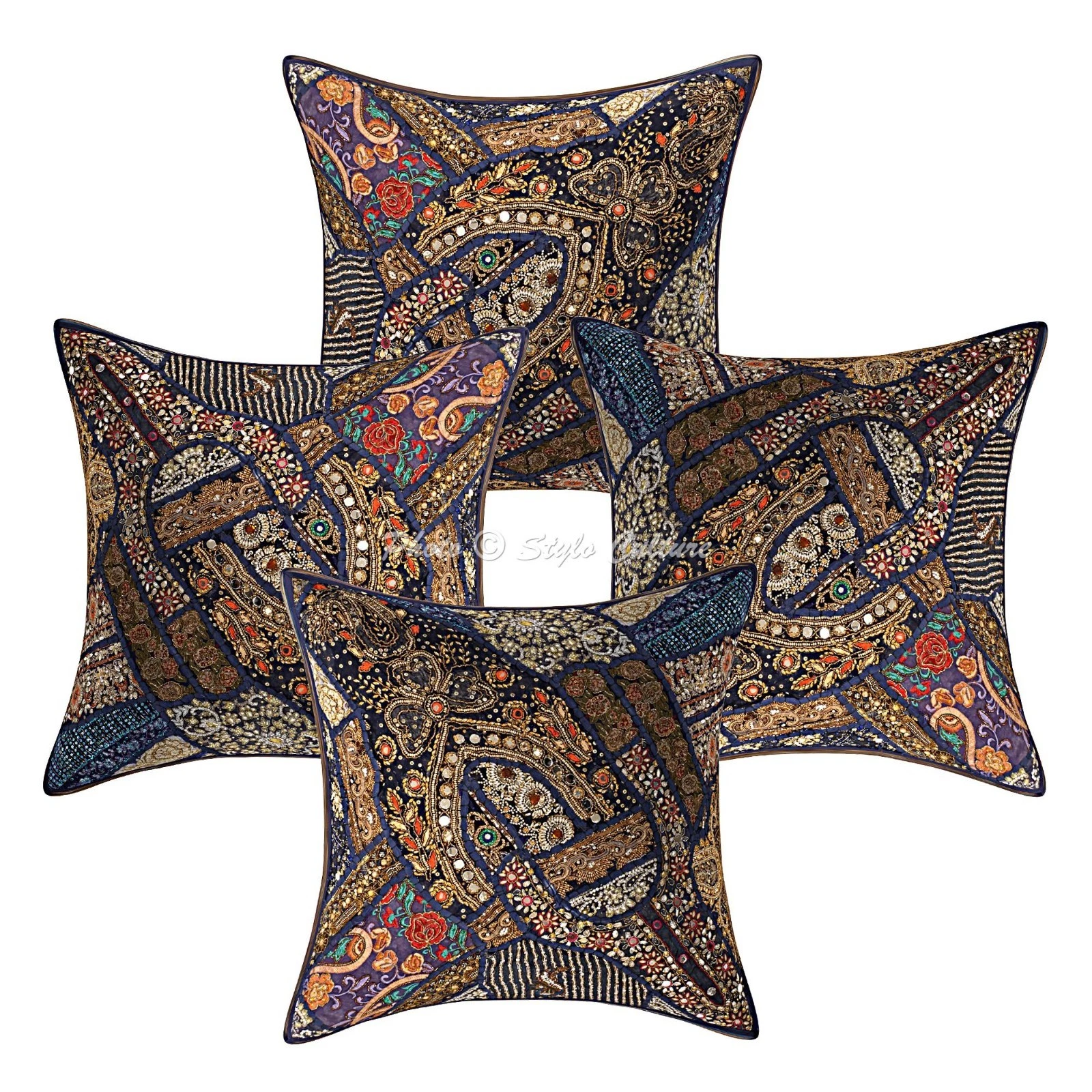 Boho Beaded Patchwork Throw Pillow Covers Cotton Vintage 60x60 cm Cushion Cover