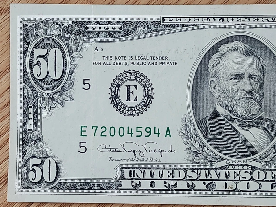 1990 $50 NON STAR RICHMOND DISTRICT E72004594A - Image 3 of 4