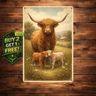 Highland Cow Aluminum Vintage Tin Metal Sign Home Decor 8x12
