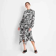 Future Collective Women's Long Sleeve Mock Neck A-Line Dress Size Small