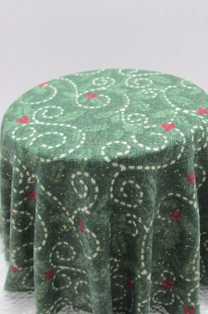 娃娃屋微型圣诞裙冬青和漩涡边桌CB174 — 第 2/2 张图片