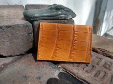  Alligator leather Business card ID Wallet Swamp Skin Gator Hide Cognac FB20