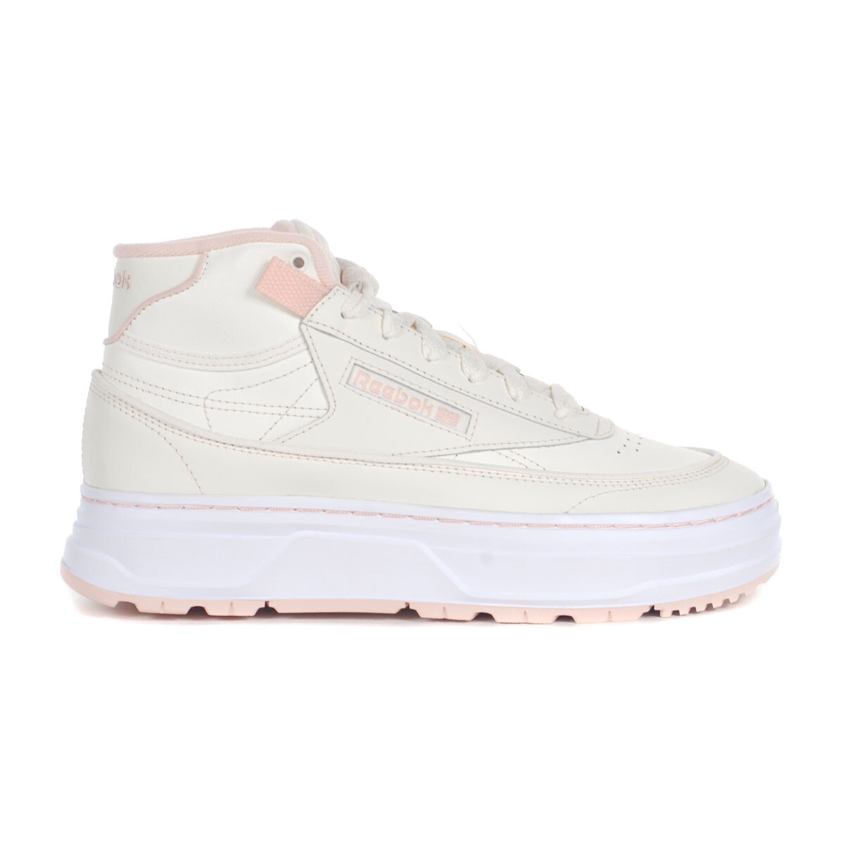 Reebok Women's Club C Geo Mid Chalk/Pink Platform Sneakers