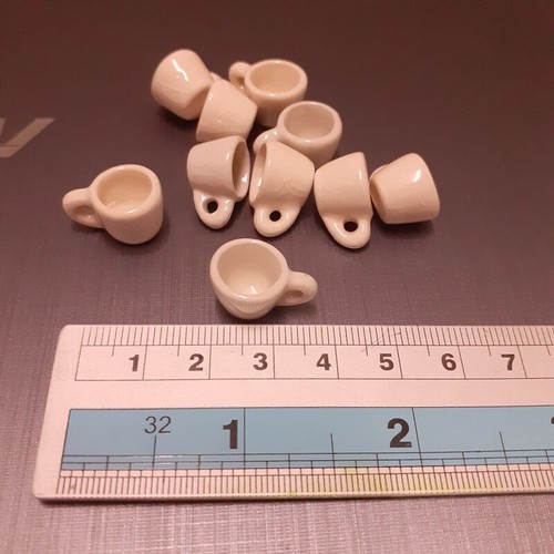 10x Dollhouse Miniature Coffee Cup Ceramic Crafts Tableware Kitchenware White - Picture 7 of 10