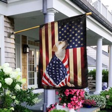 Yellow Labrador Retriever American Patriot Flag
