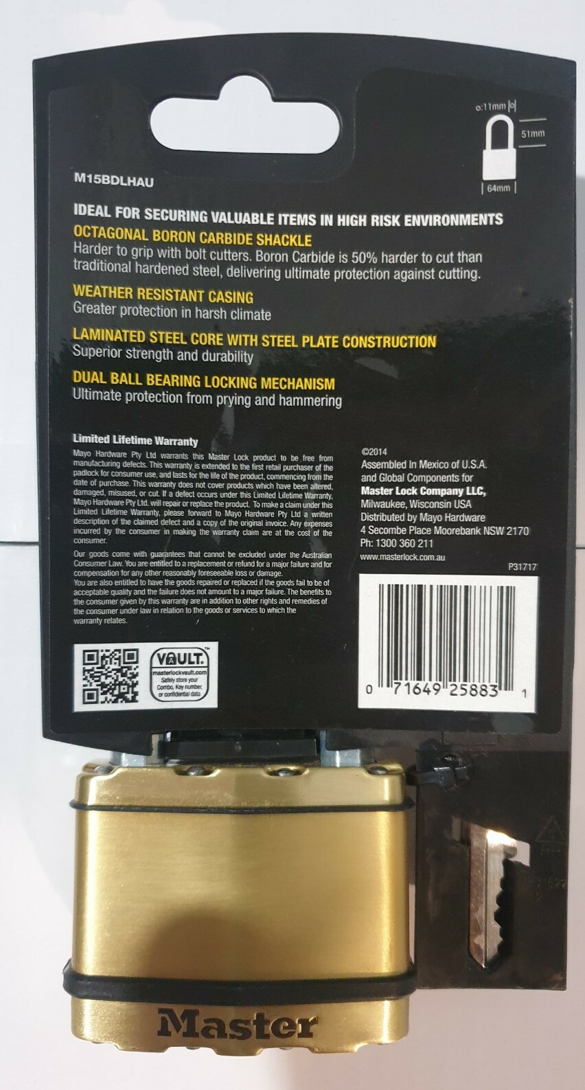 Master Lock Padlock Excell Laminated 64mm Boron Carbide Shackle | eBay ...