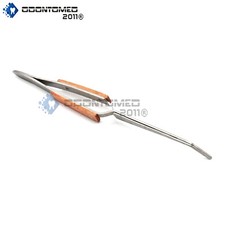 6" Cross Lock Tweezer Self Closing Fiber Grip Bent Tip Tweezers Jewelers