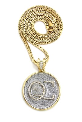 NEW GLITTER QC PENDANT WITH 4mm 30'' FRANCO CHAIN