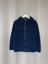 A.P.C. Fleece Teddy Jacket Mens Size M/L Navy Blue Full Zip Rohan Hoodie