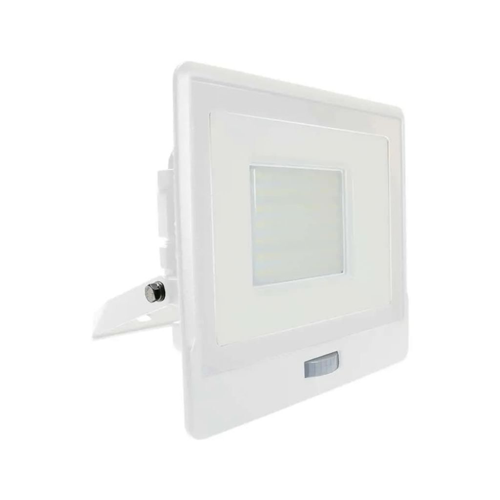 1 pz 50W LED PIR Sensor Floodlight Samsung Chip White Body 6500K