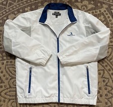 Mens PEBBLE BEACH Performance White Zip Up Jacket XL Water and Wind resistant EC