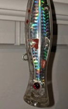  Topwater Popper Fishing Lure 5" Homemade 'Bloodlust"  Amberjack Snook Striper 