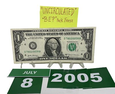 BirthdayNote Dollar July 6 2005 . Fancy Serial Number UNCirculated BEP ...