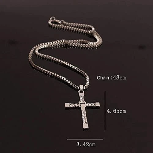Collier du film Fast & Furious,Vin Diesel, Dominique Toretto, croix avec strass - Photo 2/4