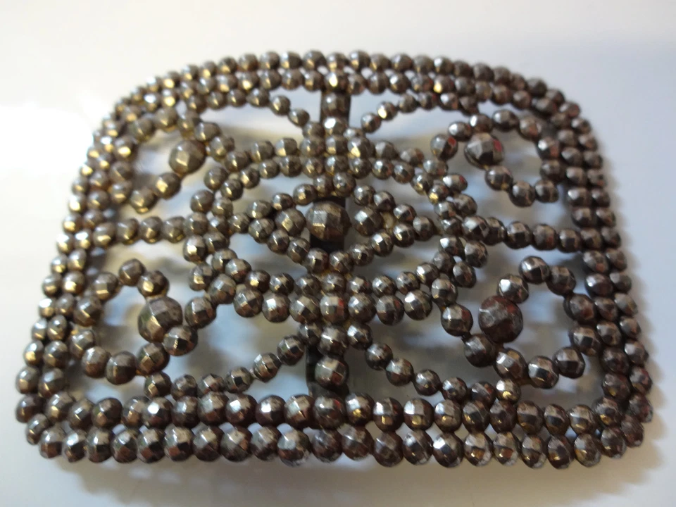 Винтажный старинный викторианской Франции ар-деко серебро стальные бусины обуви пряжка зажим РЕДКАЯ - Изображение 4 из 4