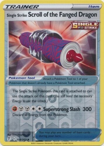 Single Strike Scroll of the Fanged Dragon Reverse Holo Pokemon TCG Card 158/203