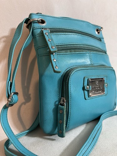 Nicole by Nicole Miller Aqua Blue, Turquoise Crossbody Bag with Silver Hardware - Picture 2 of 8