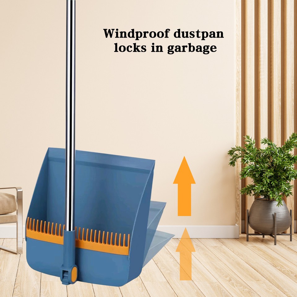 Set Scopa E Pala A Manico Lungo In Acciaio Inox 118 Cm – Robusto E Verticale Per Casa E Dormitorio