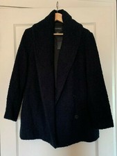 Nwt Club Monaco Shawl Collar Bouclé Wool Coat Navy Blue Size Small Jacket