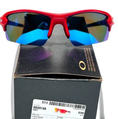 NEW Oakley FLAK 2.0 Matte Redline POLARIZED Galaxy Blue Mirror