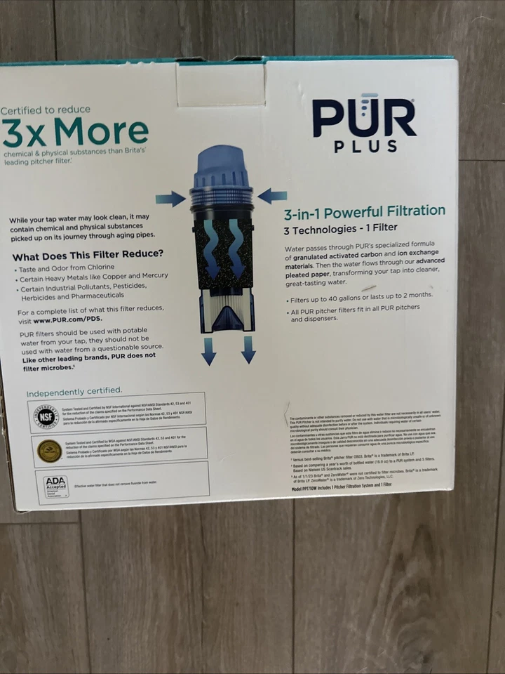 PUR PLUS 7 Cup Pitcher Water Filtration System Filter Change Light w/ Filter - Image 3 of 4