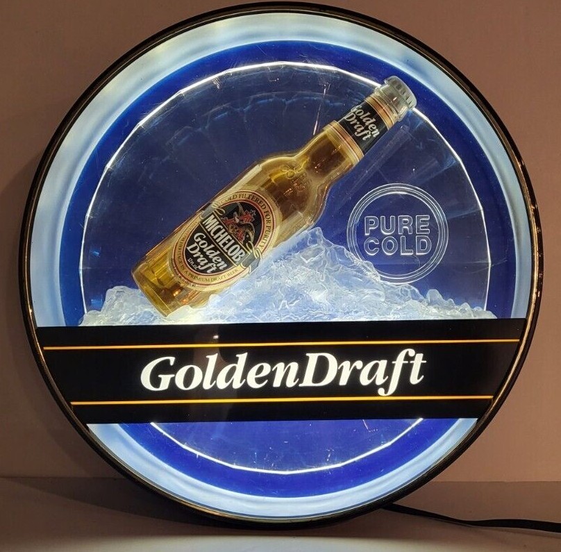Michelob Golden Draft Light 販促用ライトサイン 看板 Vintage 1992 Michelob Golden Draft Round Lighted Beer Sign