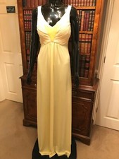 Stunning Pale Yellow Long Evening Prom Dress with Crystals - Small