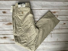 LAUREN RALPH LAUREN SOLID COTTON FLAT FRONT DRESS PANTS STONE MENS 36X32 NEW 95