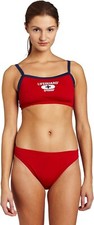 NEW Speedo Women s Guard Flyback Red Two Piece Swimsuit SZ 10 2-Piece Lifeguard