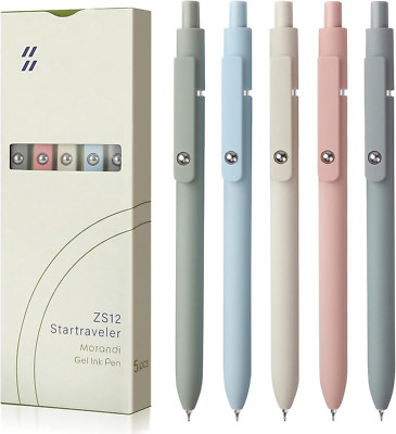FIOVER Gel Pens 5pcs 0.5mm Quick Dry Black Ink Pens Fine Point Smooth Writing...
