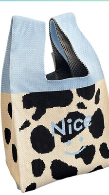 Womens Fashion Knit Tote Bag Trendy, Soft Cotton, High Quality Top Handle Light
