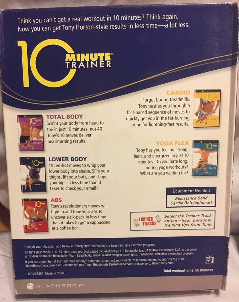10 Minute Trainer 5 workout set program Tony Horton total body calendar ...