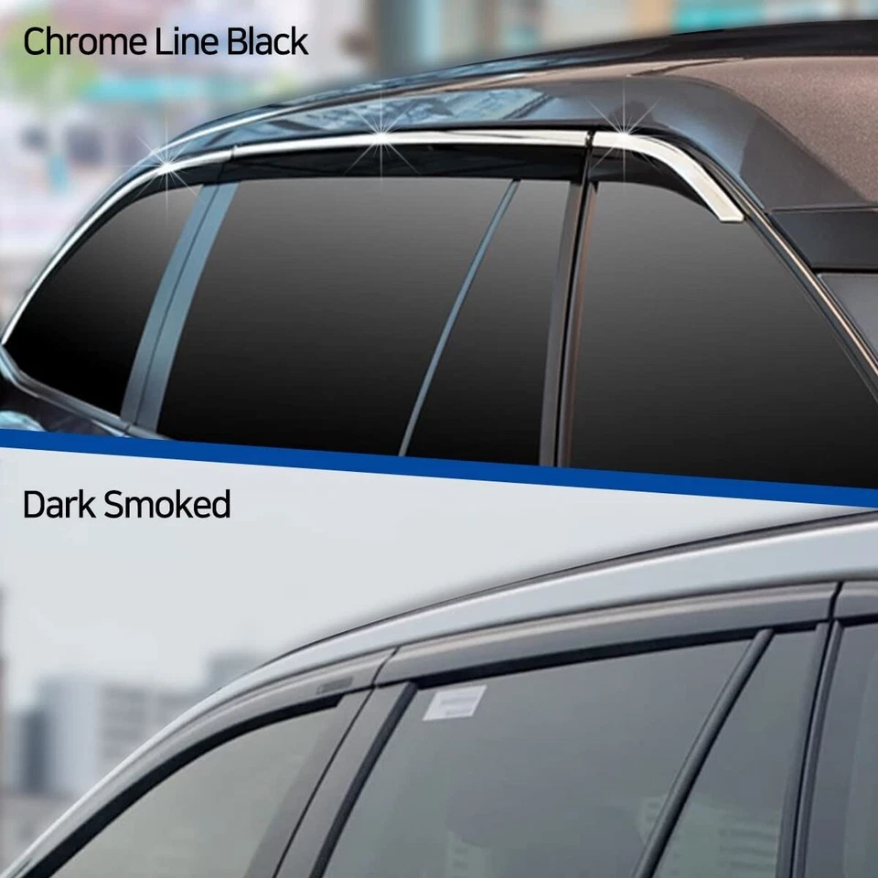 CHROME/BLACK DOOR VISOR WINDOW VENT DEFLECTOR ⭐6pcs⭐ for TOYOTA RAV4 2019-2023 - Image 2 of 4
