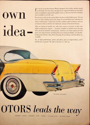 Buick Roadmaster 1956 amarillo techo rígido anuncio impreso en 2 páginas - Imagen 3 de 8
