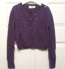Young Versace Kids Girls Purple Button Up Long Sleeve Wool Cardigan Sweater Sz 6