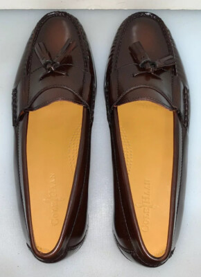 Cole Haan Men 11 D Pinch Tassel Loafers Dress Shoes Mahogany Brown