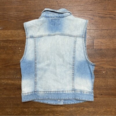Just USA Denim Jean Vest Women's Large Blue Sleeveless Jacket
