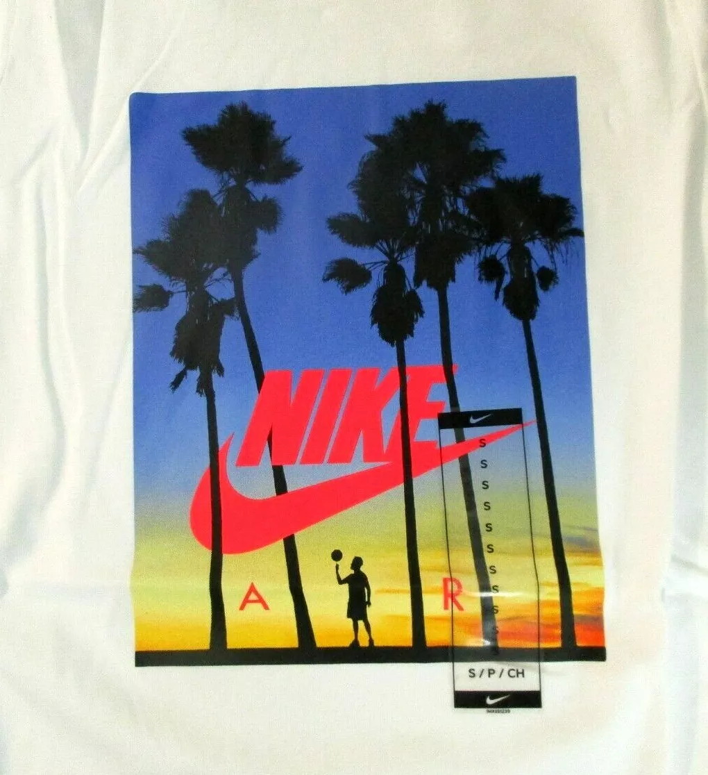 Nike Air Boys Tee White with Sunset logo and trees T-shirt CI9649-100 | eBay