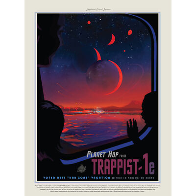 Trappist-1e Planet Hop NASA Weltraumreisen Reisen großer Wandkunstdruck 18 x 24 Zoll