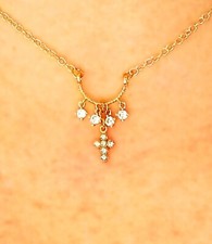 Dainty CZ Cross Necklace Unique Gift for Child Girl Christian Free Shipping