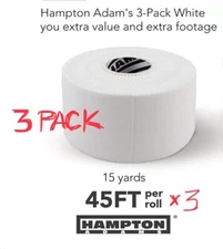 3pc Hampton Adams 1.5” x 45 ft/ roll Athletic  Sports Tape Cotton Strong 3 pack