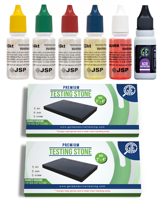 #ad Gold Silver 10K 14K 18K 22K 24K Jewelry Tester Kit JSP Neutralizer Acid Metals $27.97