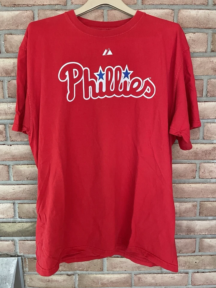 Camisa Philadelphia Phillies Roja Ryan Howard #6 Para Hombre Talla XL MLB Majestuosa Foto 2 de 4