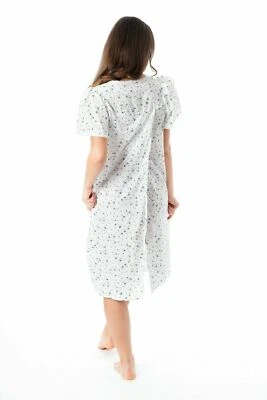 Ladies Incontinence Open Back Floral Hospital Nightdresses Nightie By Lady Olga