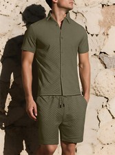 Mens Tracksuit 2-Piece Set Short Sleeve T Shirt Shorts Sweatsuit Outfit Set